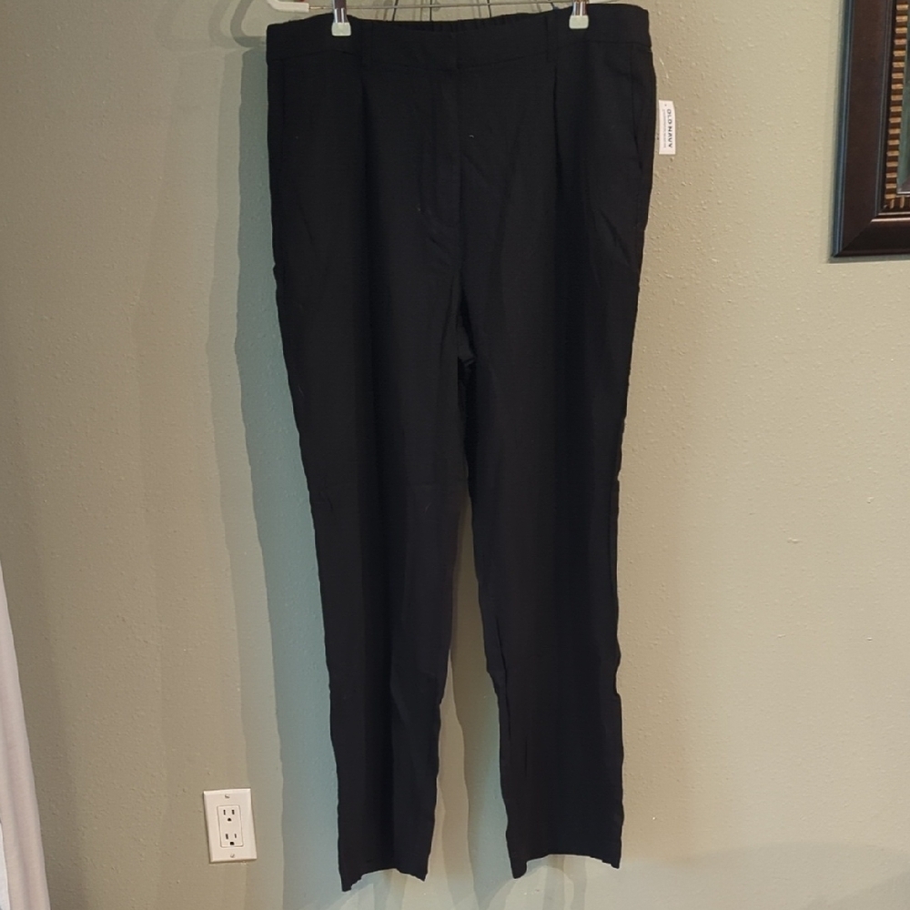 Linen Vacation Beachy Extra High Rise Taylor wide Leg Trouser Black Jack XL Tall
